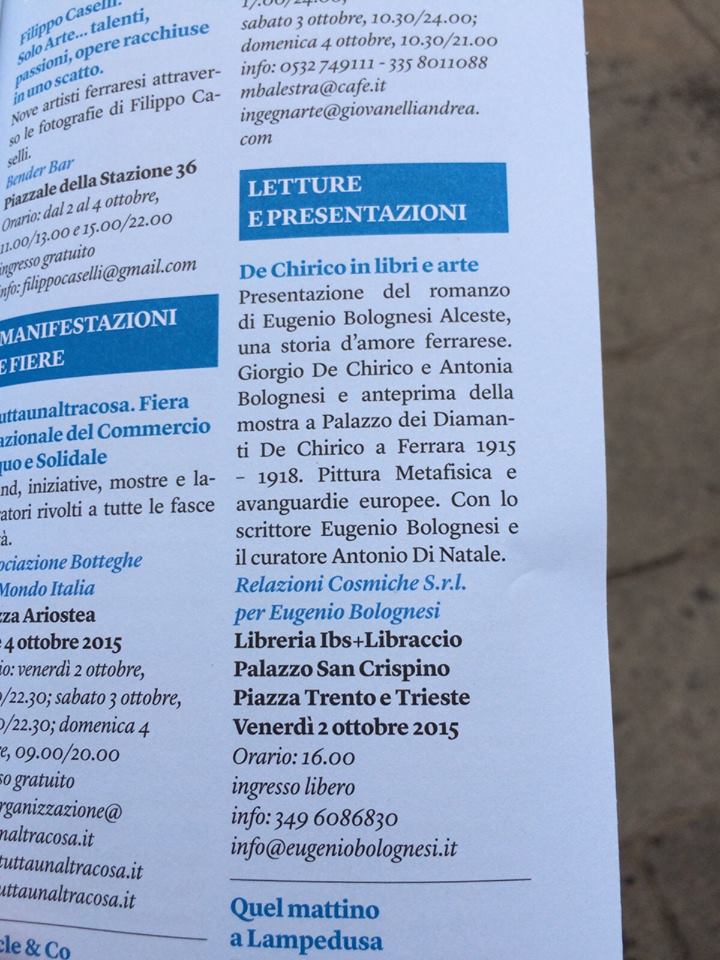 Anche noi sul programma di ‪#‎internazionale‬ a ‪#‎Ferrara‬! ‪#‎relazionicosmiche‬!